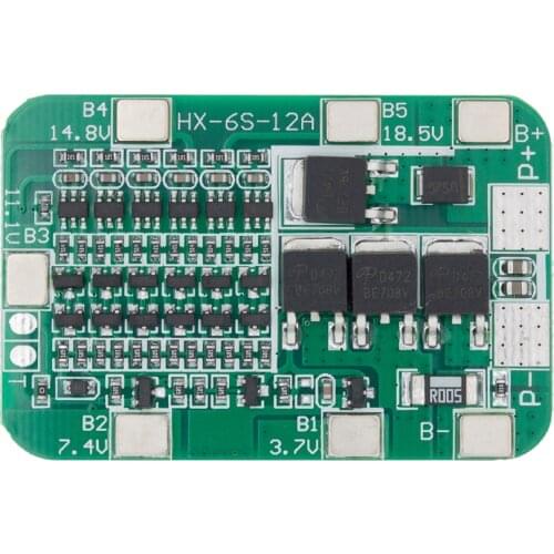 6S 15A 24V PCB BMS Protection Board For 6 Pack 18650 Li-ion Lithium Battery Cell Module 50*32mm
