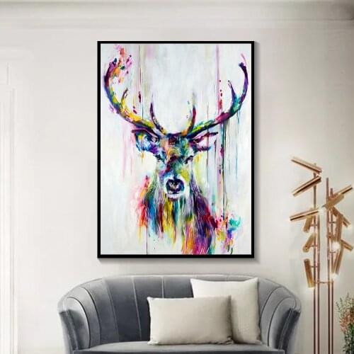 Abstract Graffiti Deer Cool Oil Painting Canvas Art Modern Wall Art Abstract Animal Picture For Living Room Home Decor Unframed