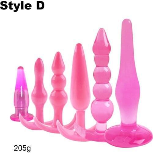 6pcs/set Beads Anal Sex Toys For Women Soft Silicone Jelly Anal Dildo Butt Plug Prostate Massager No Vibrator