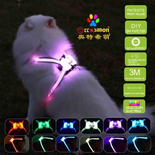 CC Simon usb charging led collar Puppy Lead Pets Vest