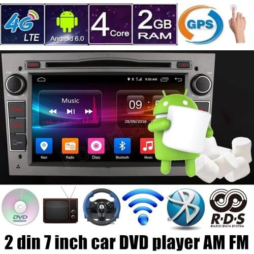 For Vauxhall Opel Astra H G J Vectra Antara Zafira Corsa 2 din 7 inch car DVD GPS radio player Android 6.0 4G LTE wifi
