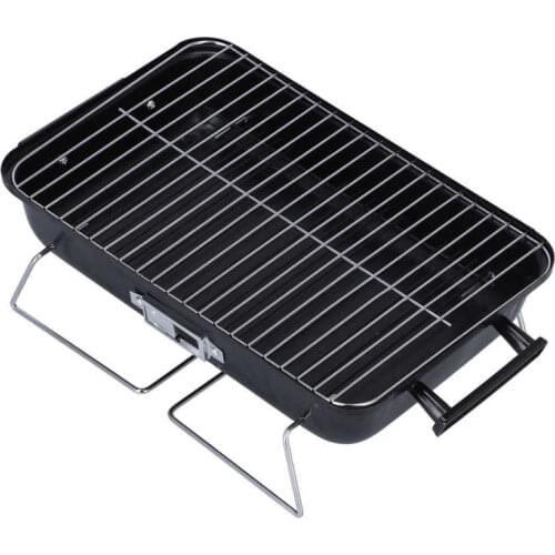 BBQ Grill Efficient Detachable Carry-On Red Lid Household Quadrate Charcoal Grill for Outdoor Camping Kitchen