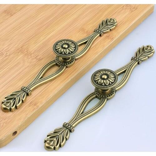 European retro style kitchen cabinet wardrobe door handle antique bronze drawer dresser cupboard knob with backplate pull knob