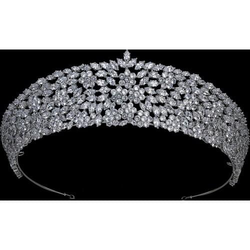Tiaras and Crown HADIYANA Lujo discreto Vintage Wedding Hair Accessories Hair Jewelry Zircon BC5720 Accesorios para el cabello
