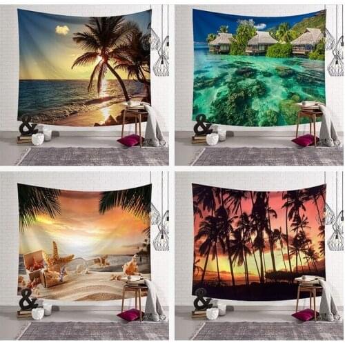 New Nordic Style Tapestry Beach Seascape Background Dorm Bedroom Living Room Decor Tapestries Table Cloth Wall Cloth Tapestries