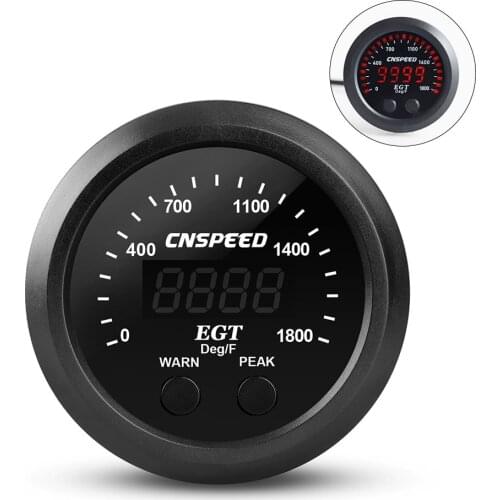 52mm/2inch 0-1800F Digital Exhaust Gas Temperature Egt Gauge With Sensor Electronic Exhaust Gas Temp Meter Ultra-Thin Round