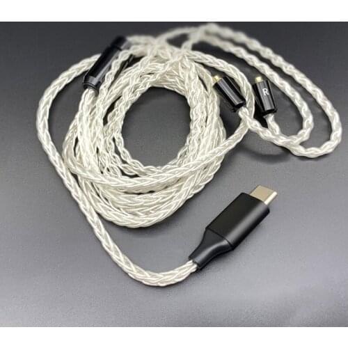 Type-c To MMCX Plated Silver Upgrade Earphone Cable 8 Core Single Crystal Copper Diy Type c Audio Cable