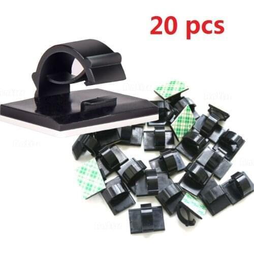 20pcs Adhesive Car Cable Winder Fastener Tie Fixer Organizer Charger Line Clasp Wire Cord Clip Wall Clamp Holder Management