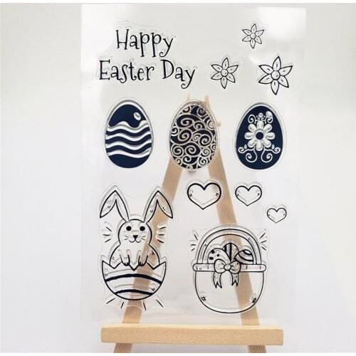 Rabbit Colored Eggs Stamp Clear Stamp for Scrapbooking Transparent Silicone Rubber Stamp DIY Photo Album Decoration