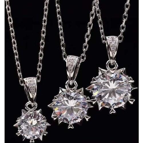 Snowflake Moissanite Pendant S925 Sterling Silver Necklace for Women 1ct-3ct D Color Artificial Diamond Chain Fine Jewelry