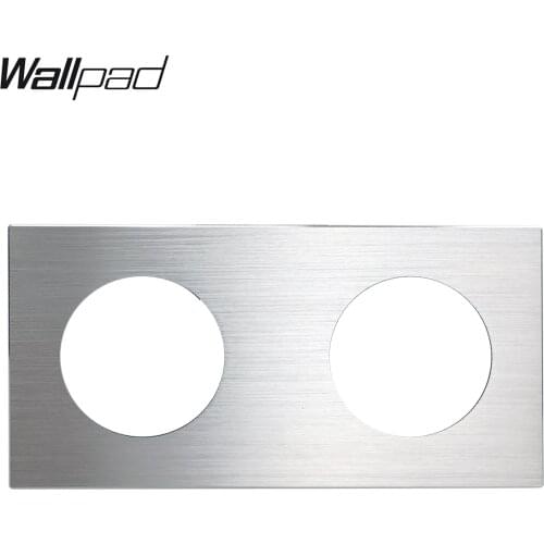 L6 DIY Double Silver Panel Brushed Aluminum For Wall Switch Socket UK EU Universal Metal Plate Free Combination, 172*86mm