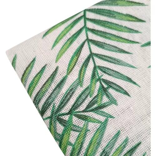Concise Green Leaf Printing Cotton Linen Fabric Wear-Resistant Patchwork Textile Cotton Linen Canvas Flax Cloth For DIY Quilting