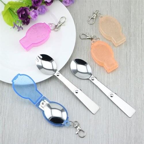 Outdoor Folding Spoon Fork Portable Spoon with Box for Picnic outdoor Coffee Tea Dessert spoon Dining Stainless Steel Spoon Fork