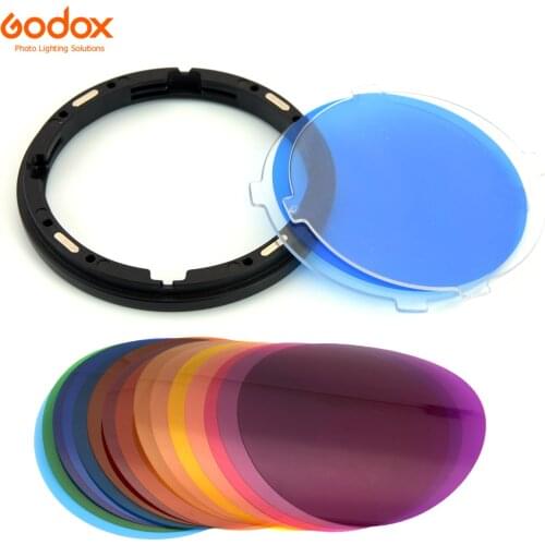 Godox AK-R16 Magnetic Mount Diffuser Plate with V-11C V11C Color Effect Gel Set for Godox V1 Series Flash Light Speedlite