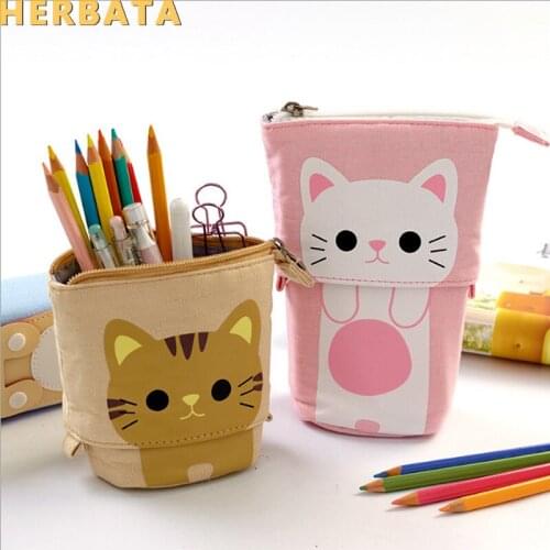 Cute Pencil Case Zipper Kawaii Cat Pencil Box Boys Girls School Supplies Student Stationery Gift for Kids Trousse Scolaire Stylo
