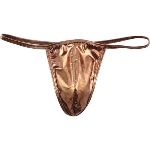 Male Thongs Penis Pouch Faux Leather Underwear Sexy Men Low Rise Thong G String Bikini Gay Man T-back Tanga hombre Jockstrap