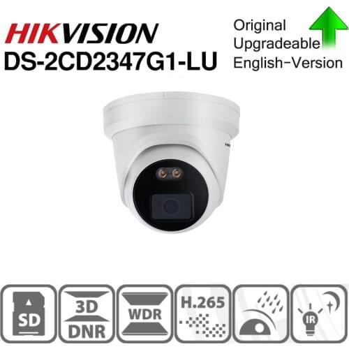 Hikvision ColorVu Original IP Camera DS-2CD2347G1-LU 4MP Network Bullet POE IP Camera H.265 CCTV Camera SD Card Slot
