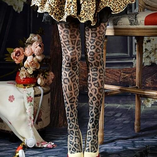 Sexy stockings matching pantyhose female personality Leopard print Retro womens socks fashion bottoming pantyhose silk socks