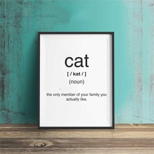 Cat Definition Poster Canvas Painting Inspiration Print Wall Art Picture for Living Room Interior Home Decor Motivation