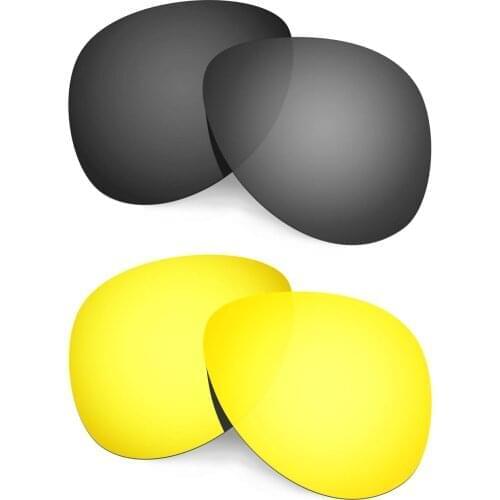 HKUCO For Plaintiff Sunglasses Polarized Replacement Lenses - Black&Gold 2 Pairs
