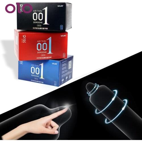 OLO 10 Pieces/Box Ice Heat Touch Hyaluronic Acids Condoms 0.01 Ultra Thin Natural Latex Condom Sex Toys for Men Sex Products