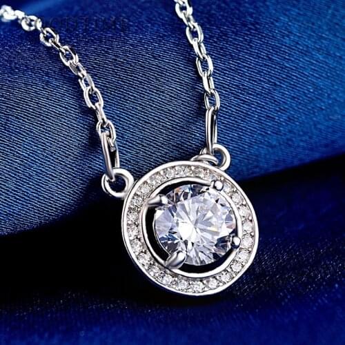 Luxury Women Pendant 925 Sterling Silver Necklace Zircon Rhinestone Necklace Silver Jewelry Anniversary Gift For Wedding Party