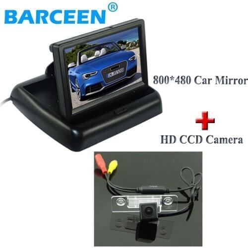 Foldable color lcd car reversing camera with glass lens material car backup camera ccd night vision apply for Skoda Octavia