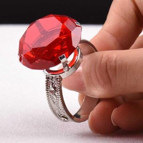 Wedding Decoration 3cm Crystal Glass Large Diamond Ring Romantic Proposal Marriage Props Home Ornaments Party Gifts Souvenirs