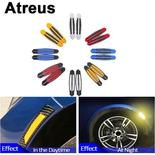 Atreus 4pcs For Nissan qashqai Citroen c4 c5 c3 Chevrolet cruze aveo Peugeot Car Wheel Eyebrow 3D Reflective Warning Stickers