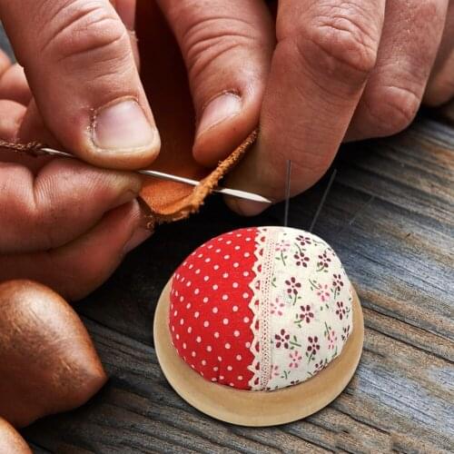 Fabric Needle Storage Holder Pastoral Round Pin Cushion Needlework Craft DIY Sewing Cross Stitch Tools for Needlework Craft