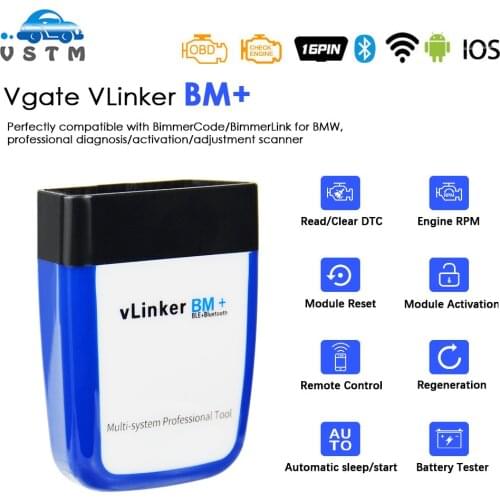 Vgate vLinker BM+ OBD 2 OBD2 Bluetooth 4.0 wifi For B-M-W Scanner Car Diagnostic Auto Tool ELM 327 ODB2 Bimmercode