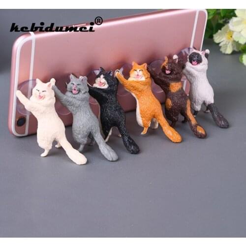 High quality Phone Holder Cute Cat Support Resin Mobile Phone Holder Stand Sucker Tablets Desk Sucker Design Smartphone Holder