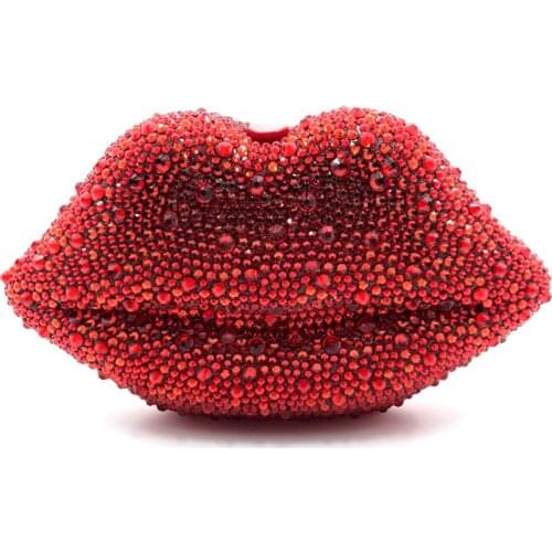 High Quality Red/Green/AB Silver Rhinestone Crystal Evening Clutch Bag Party Purse Women’s Metal Shoulder Mini Handbag Clutches