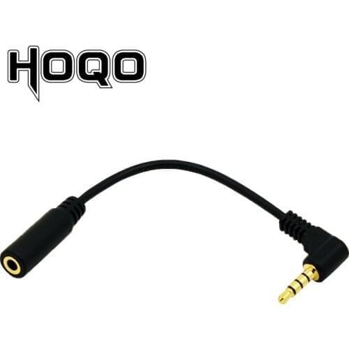 High Quality 90 Degree Right Angled jack 3.5mm 4 pole Male to Female Extension Cable Audio Stereo music mic short cord 0.1m