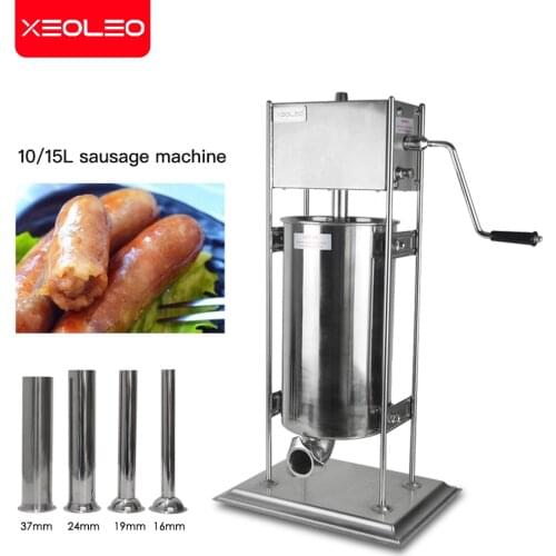 XEOLEO Commercial Sausage filler Vertical Sausage stuffer Stainless steel 10L/15L Manual Sausage filling machine Food filling