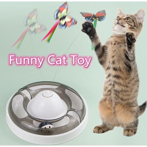 Funny Cat Toy With Flying Butterflies Tracks Fly Cat Toy Colorful Butterfly Funny Dog Toys Glow-in-the-dark Enhance Cat Interest