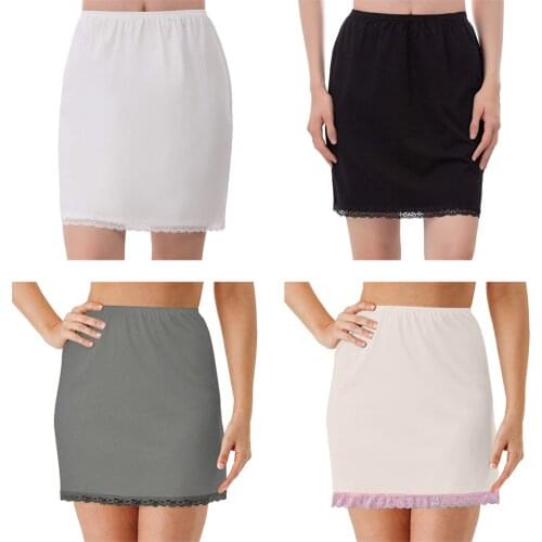 Lined Skirt for Short Skirt Women Summer Elastic Waist Petticoat Anti-transparent Skirt Milk Silk Lace Skirts One Size