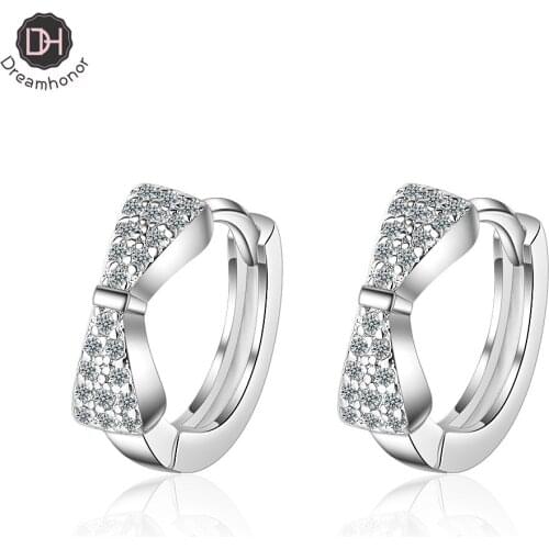 Dreamhonor Top Quality Cubic Zirconia Rhinestone Clip Earrings for Women Fashion CZ Crystal Female Wedding Party Gift Jewelry