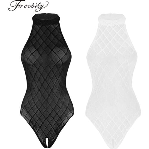 Sexy Body suit for Womens One-piece Swimsuit Open Crotch Black See Through Bodysuit High Cut Sleeveless Leotard Sexy Catsuit