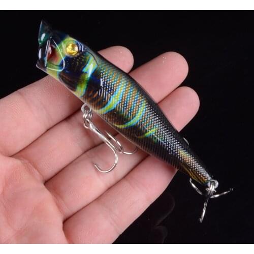 1pcs 9.5cm 12g Popper Fishing lures Hard Bionic Painted bait Wobblers Swim Fishing Tackle 6 Colors 6# Hooks 3D eyes