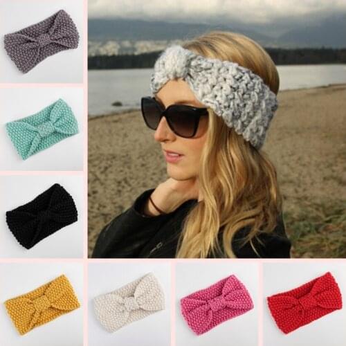 1 PCS Fashion Women Lady Crochet Bow Knot Turban Knitted Head Wrap Hairband Winter Ear Warmer Headband Hair Band Accessories