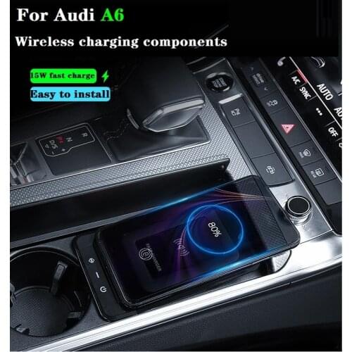 15W Fast QI Car Wireless Charger Charging For Audi A6 C8 A7 2019-2021Interior Modification Accessories Phone Holder Pad