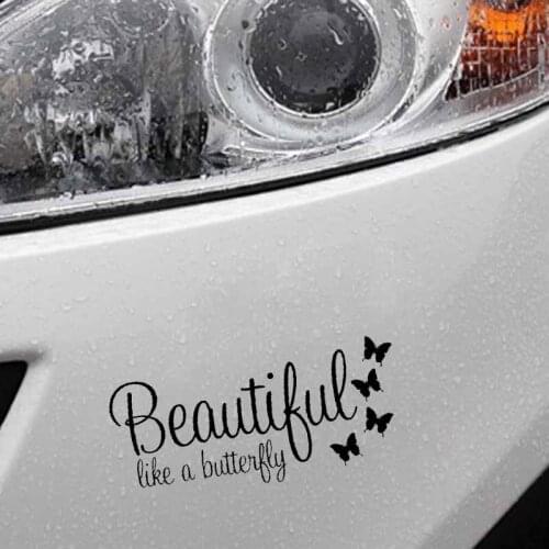 18CM*8.1CM Beautiful Like A Butterfly Vinyl Decal Car Sticker Black/Silver C19-0491