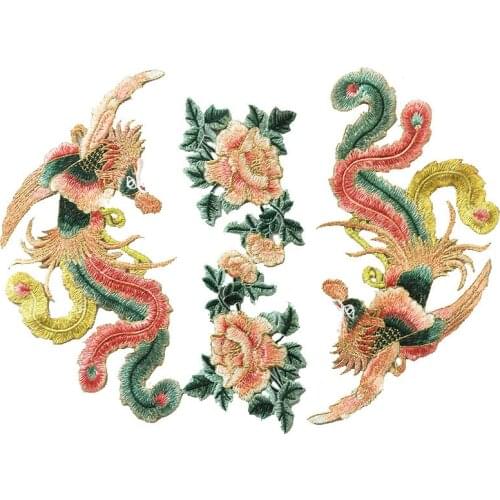 3Pcs/Set Embroidered Sew On peacock Patch Sewing Phoenix Dragon DIY Dress Jeans Badge Handmade Patchwork Garments Accessories
