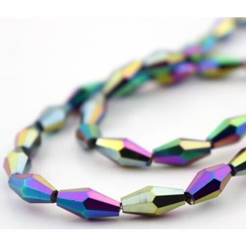 495Pcs/lot Colorful plated Color Faceted Crystal Glass Beads 6x11mm Double Cones Bicone Beads free shipping