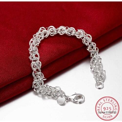 925 Sterling Silver Circle Chain Bracelet For Woman Charm Wedding Engagement Fashion Party Jewelry