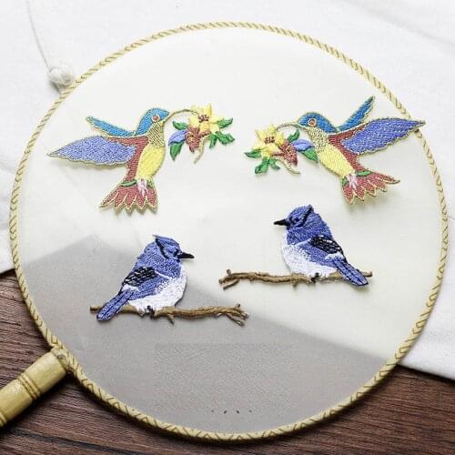 4pc/set high quality birds ironing embroidery patches iron on embroidered parches appliques for clothing parches para la ropa