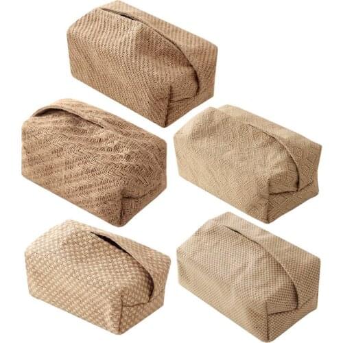 2021 Japanese-Style Jute Tissue Case Napkin Holder For Living Room Table Tissue Boxes Container Home Car Papers Dispenser Holder
