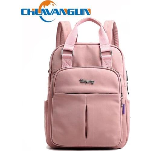 Chuwanglin Anti Theft USB Charge Nylon Backpack Waterproof Women School Backpacks Bagpack School Bags Teenage Girls F504011