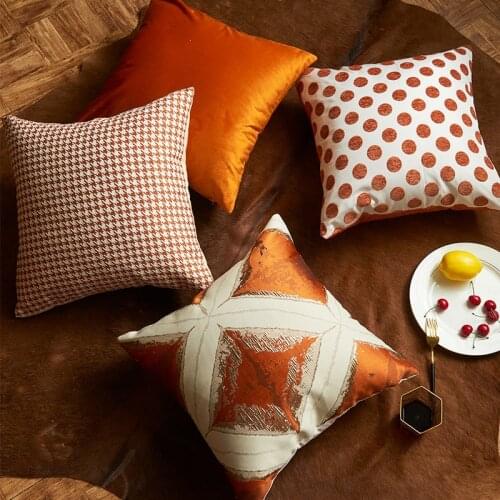 Nordic Orange Series Decorative Pillow Case Dot Geometric Pattern Sofa Cushion Cover Waist Pillow Home Decor Hugging Pillowcase